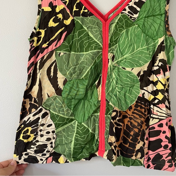 Cap Juluca Anthropologie leaf and nature printed v neck tank top - Picture 3 of 9